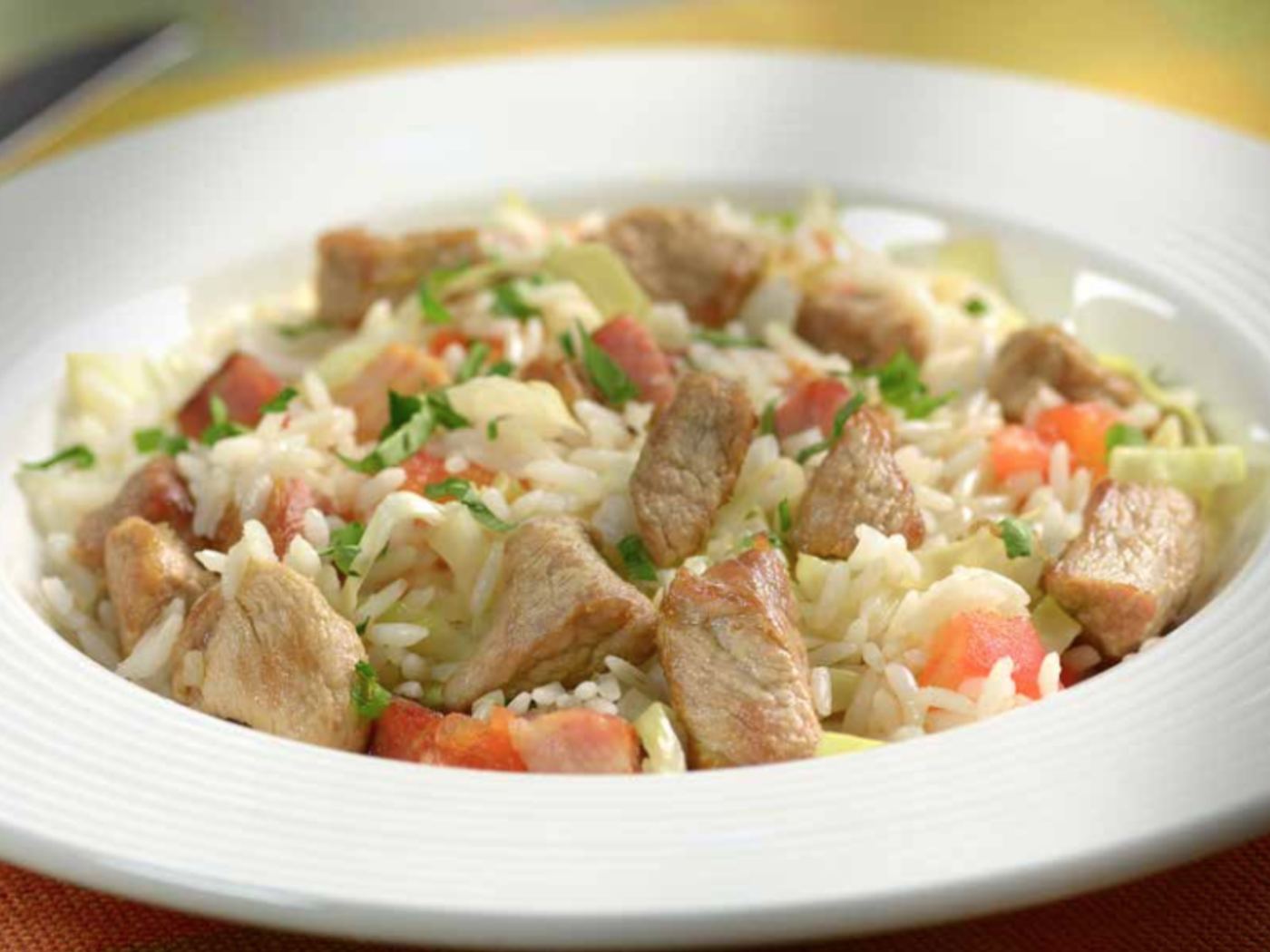 Arroz completo com lombo e bacon