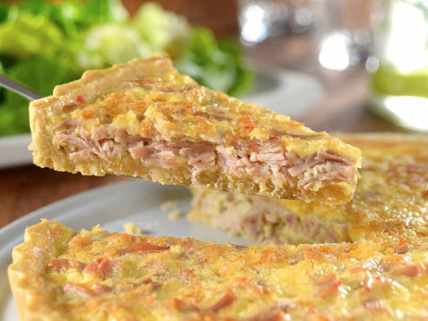 Fatia de quiche de pernil